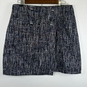 LOFT Navy Blue Faux Wrap Mini Pencil Skirt, Size 10